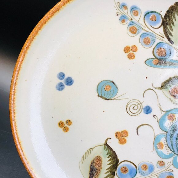 Vintage Ken Edwards Tonala Pottery Plate, Blue Bird Butterfly Florals Folk Art - Picture 5 of 10